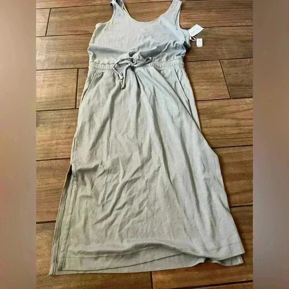 NWT HAVEN WELL WITHIN Organic Cotton Interlock Tie Waist Midi Dres MEDIUM - Picture 2 of 4